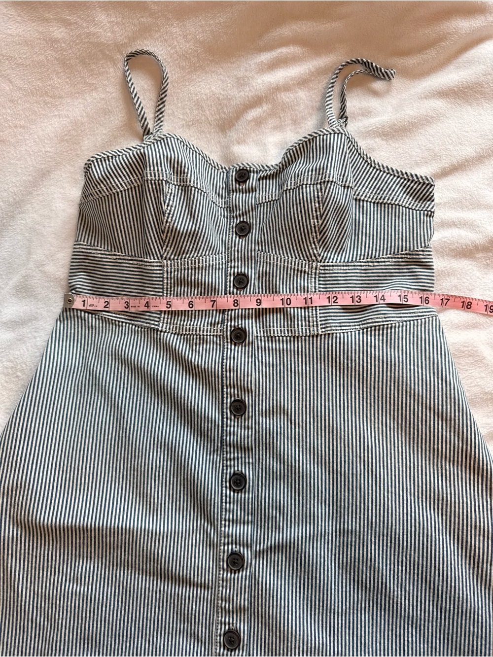 Universal Thread Striped Button-Front Denim Sundress in Blue & White Size Large - Picture 4 of 7